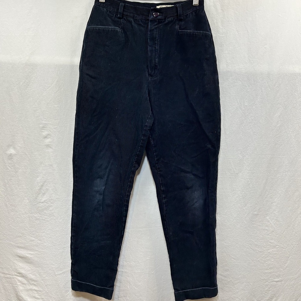 Vintage Eddie‎ Bauer Navy Blue High Rise Corduroy Cords Cuffed Trousers Size 8